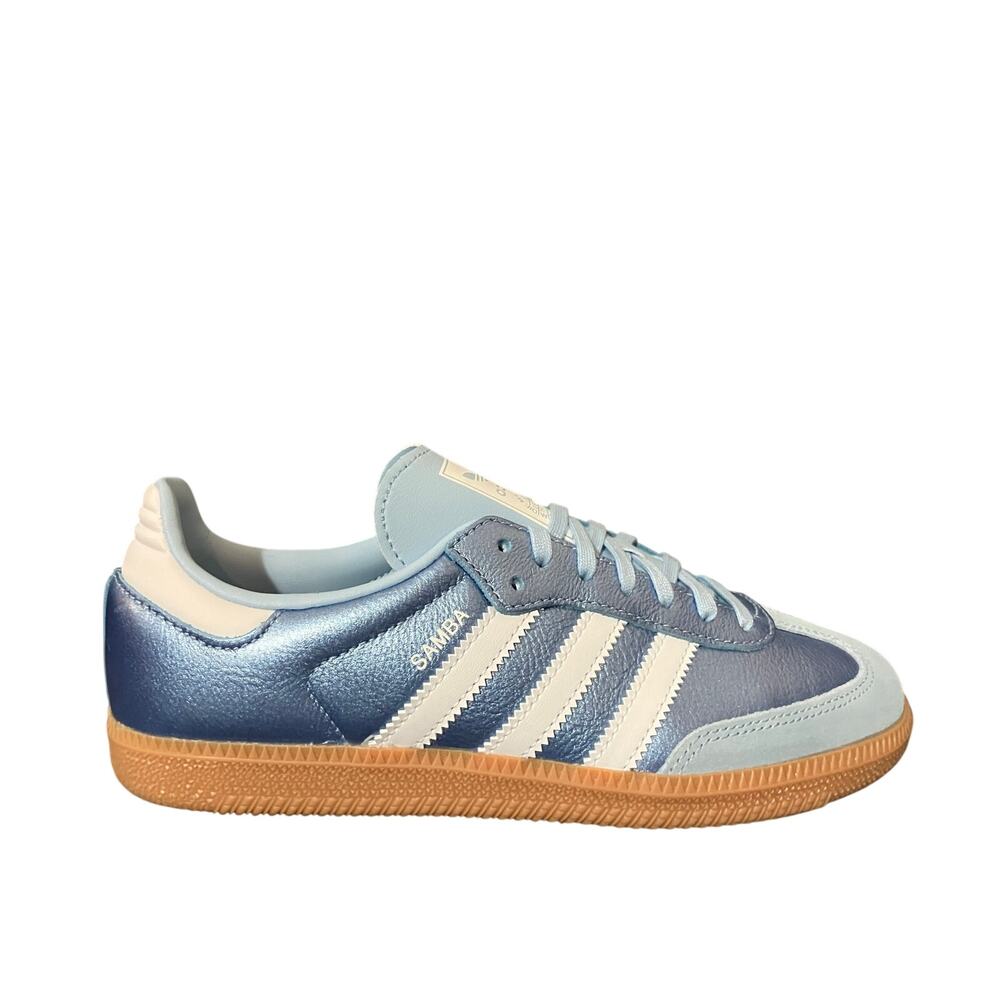 Adidas Samba OG J sky blue  Metallic kids Sz 5.5 youth fits ladies Sz 7